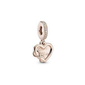 Pandora Moments 14K Rose Gold Plated Cz Heart & Infinity Dangle Charm